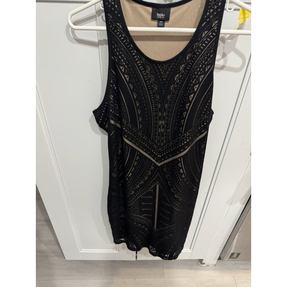 Mossimo Beach Dress Sz Mm BLACK Cut Out Lace Mediterranean LINED Bodycon